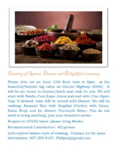 Basmati Rice with Mughlai Chicken with Gravy, Sabzi Bhaji, Vermicelli Kheer – June 12th