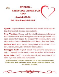 Spiceed….Valentines Dinner for Two