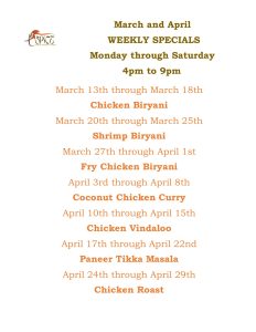 March and April Specials