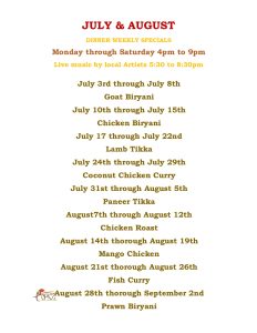 July and August Specials