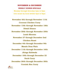 November and December Specials