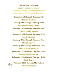 January and February Specials