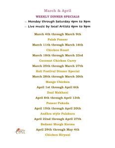 March and April Specials