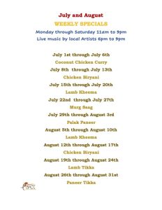 July and August Specials