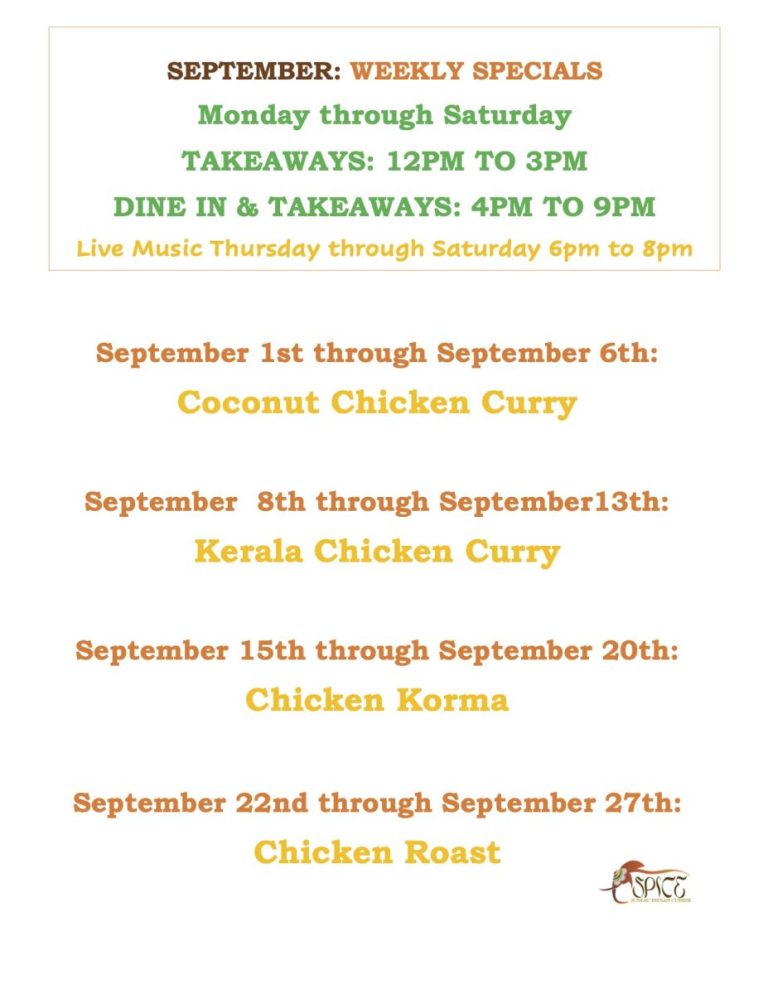 September Weekly Specials