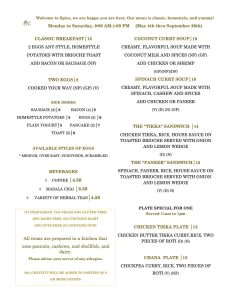 Breakfast and Lunch Served Daily 9AM to 1PM